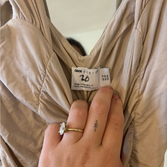 ASOS Cream Backless Ruched Dress - Picture 2 of 2